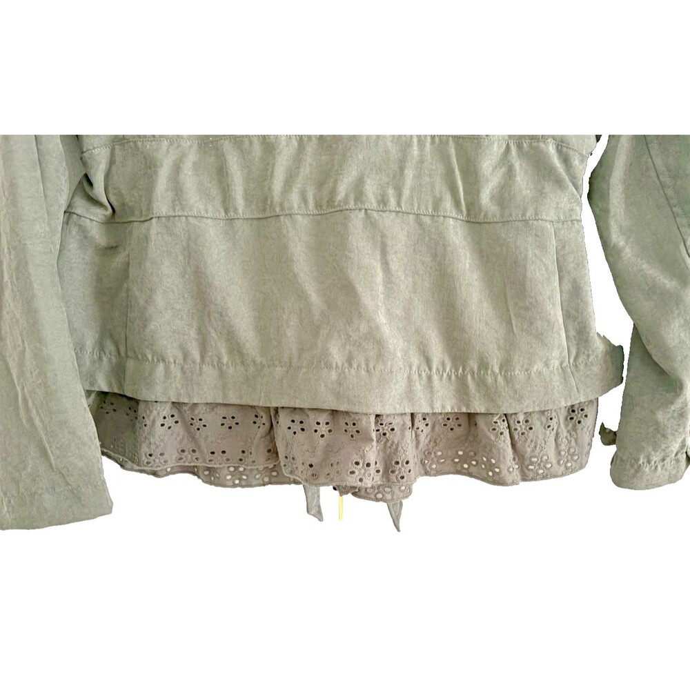 Heritage Charm Jacket Womens Size L Eyelet Ruffle Lace Boho Sage Green Artsy NWT - Picture 3 of 11